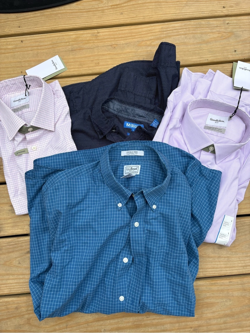 Men’s Large Dress Shirt Lot of 4 L.L.Bean Goodfellow Michael Brandon NWT